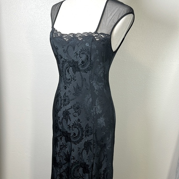 VTG GoldLabel Victorias Secret Long Lingerie Gown M Satin Lace Mesh Stretch Y2K‎ - Picture 1 of 17